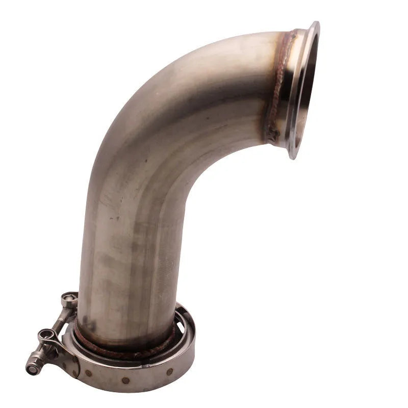 Stainless steel V-clamp downpipe for automotive industrial fluid systems