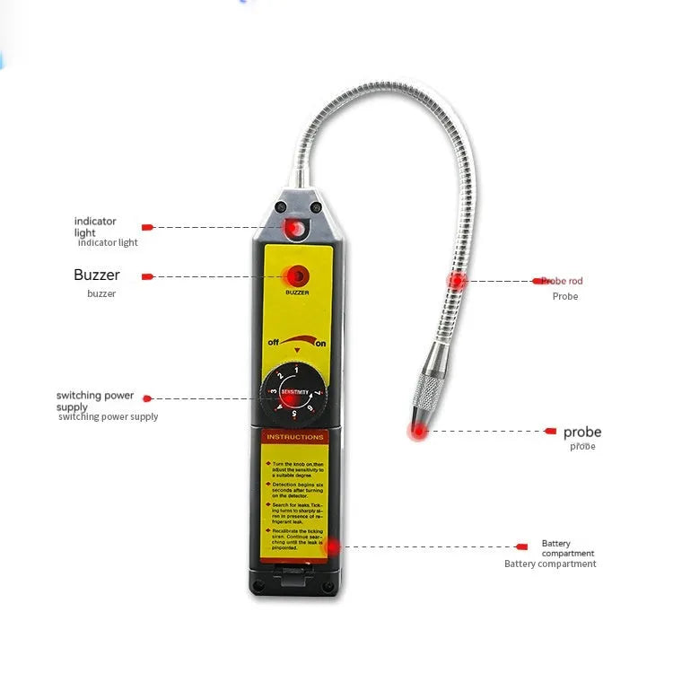 WJL-6000 halogen electronic leak detector with extended probe for automotive air conditioning refrigerant leak detection