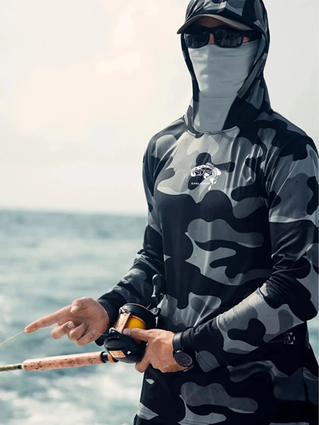 Huk Pursuit long sleeve fishing shirt with crew neck and mesh side panels for breathability.