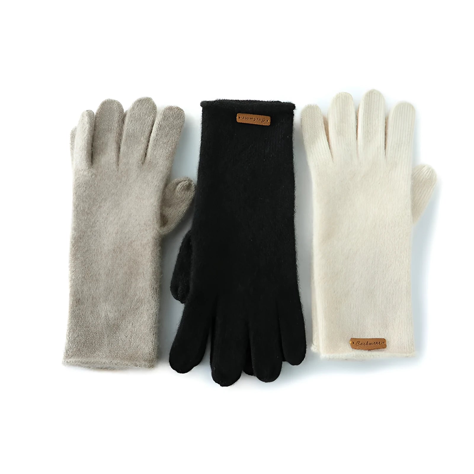 Cashmere autumn winter unisex riding gloves in black with jacquard knit and touch screen fingertips