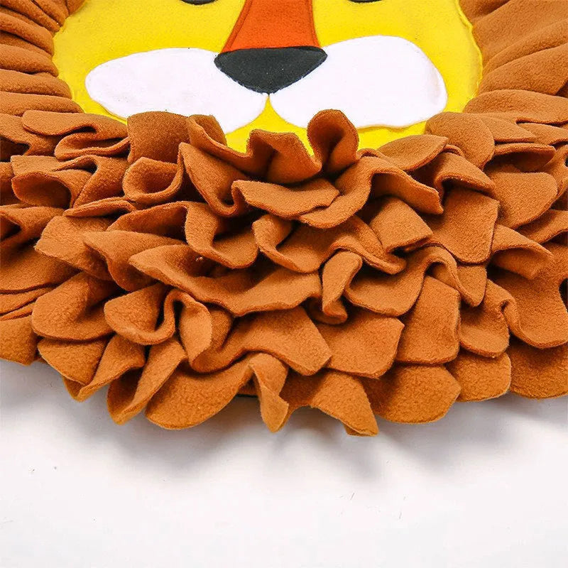 Brown Lion Sniffing Pad pet enrichment mat measuring 33cm long with a textured surface for hiding treats.