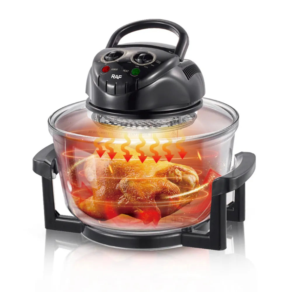 Black multi-functional intelligent visual air fryer with touch control and EU plug