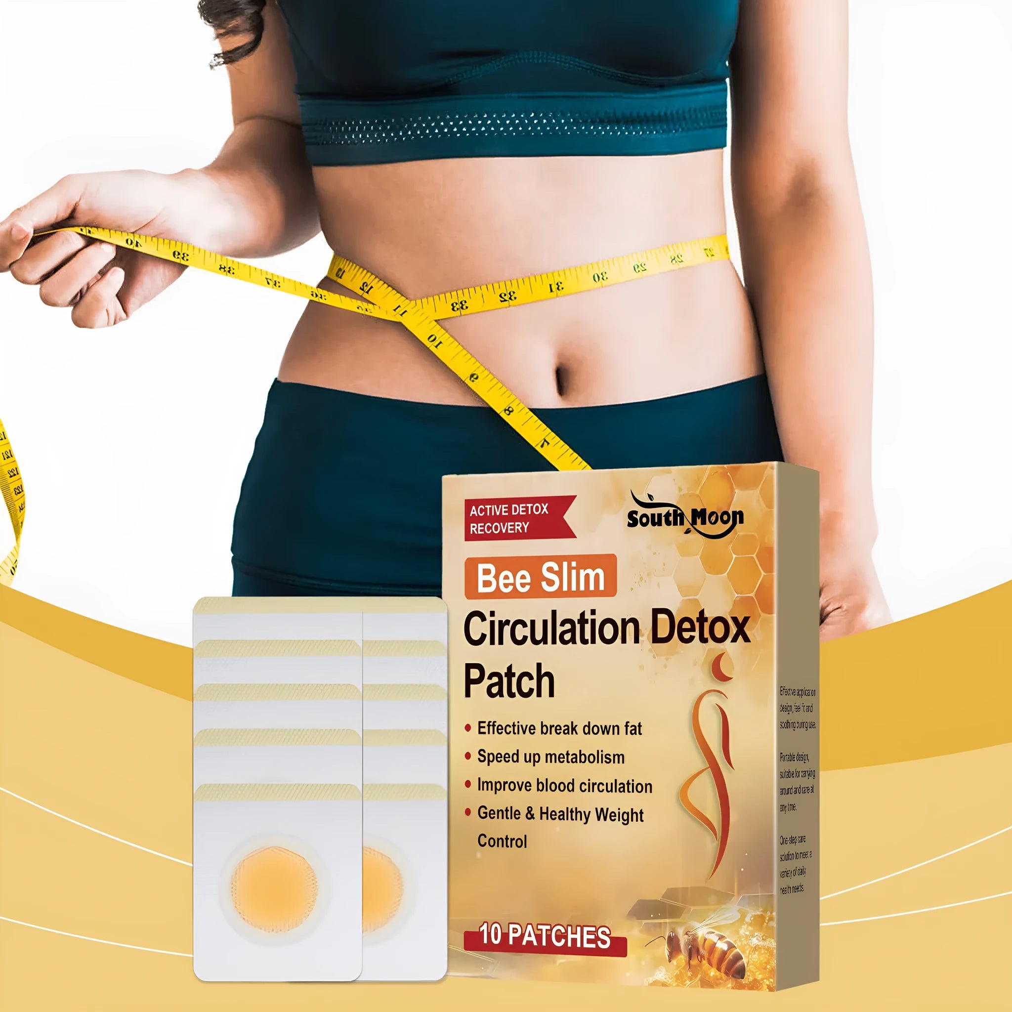 10 herbal body shaping navel patches with bee venom and argy wormwood ingredients