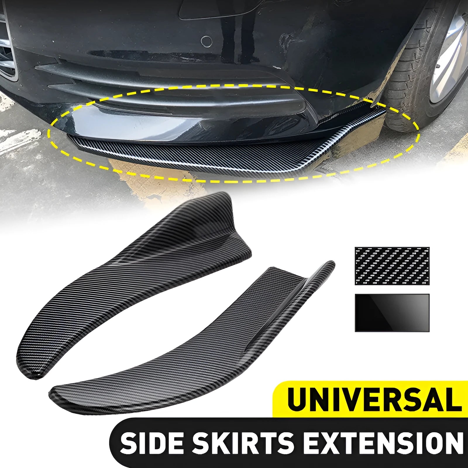 General Motors car front and rear carbon fibre deflector kit with mounting screws