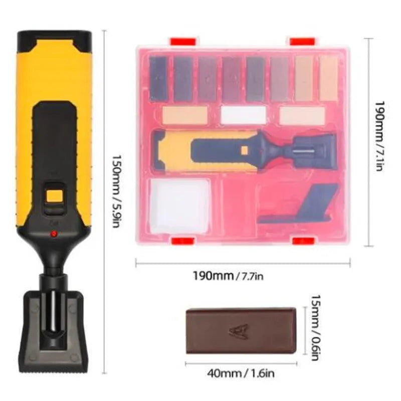DIY floor tile repair tool set with coloured wax sticks for scratch and chip restoration