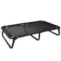 Folding dog camp bed with steel frame, mesh sides, and a mattress in size L