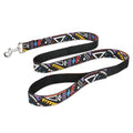 Black pet traction rope with plaid stripes, showing adjustable hand loop and 120cm length.