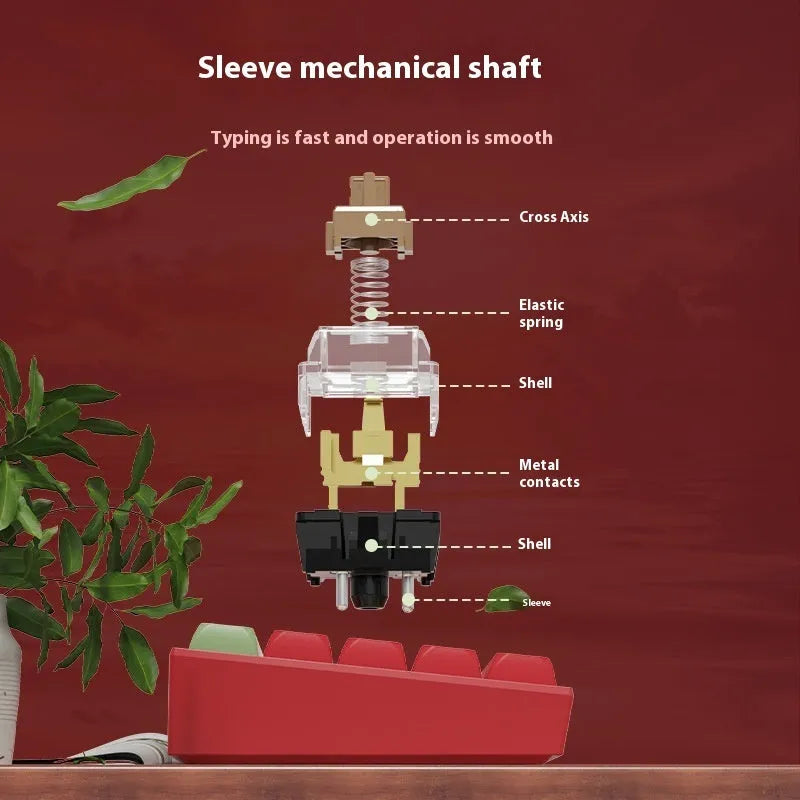 Ajazz AK680 DIY wired mechanical keyboard with hot-swappable red, green, or tea switches on a desktop