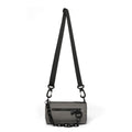 Waterproof Oxford cloth crossbody bag with chain accents in black colour