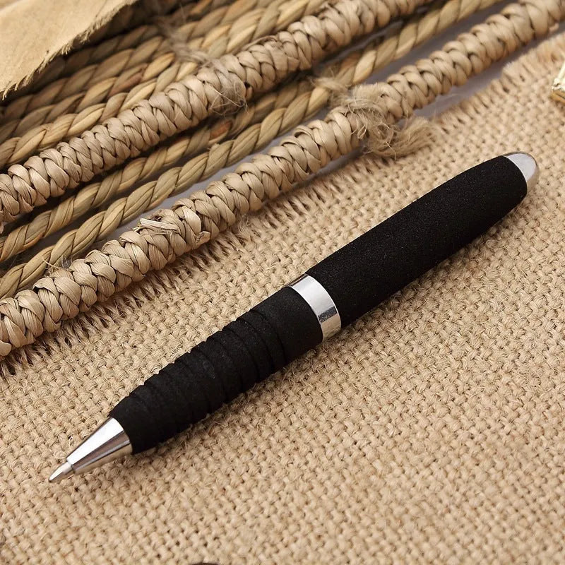EVA metal cap mini ballpoint pen showing compact 112mm size with bullet tip and seven refill colour options