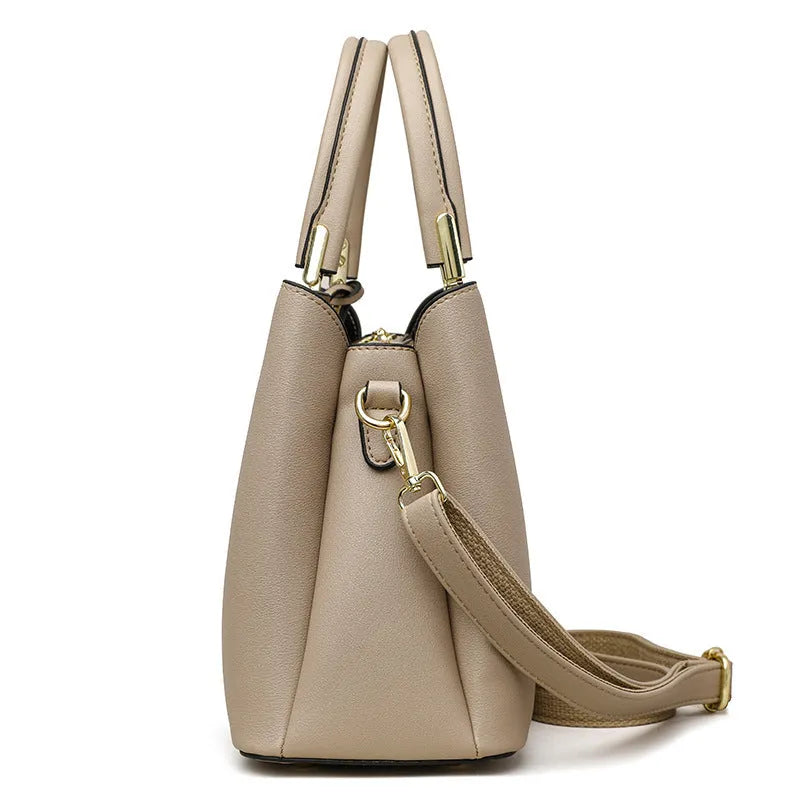 Women's PU leather messenger bag with multi-layer compartments in urban simplicity style
