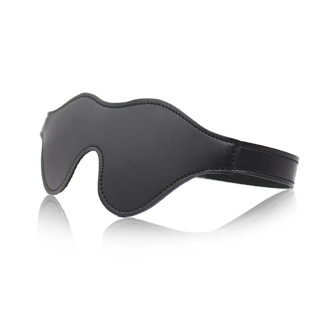 Women's leather eye mask with Velcro fastening in multiple colour options for adult couple play