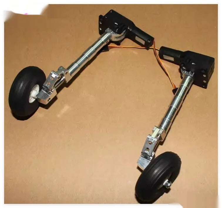 Alloy retractable shock-absorbing landing gear for electric RC toys with multiple height and wheel size options