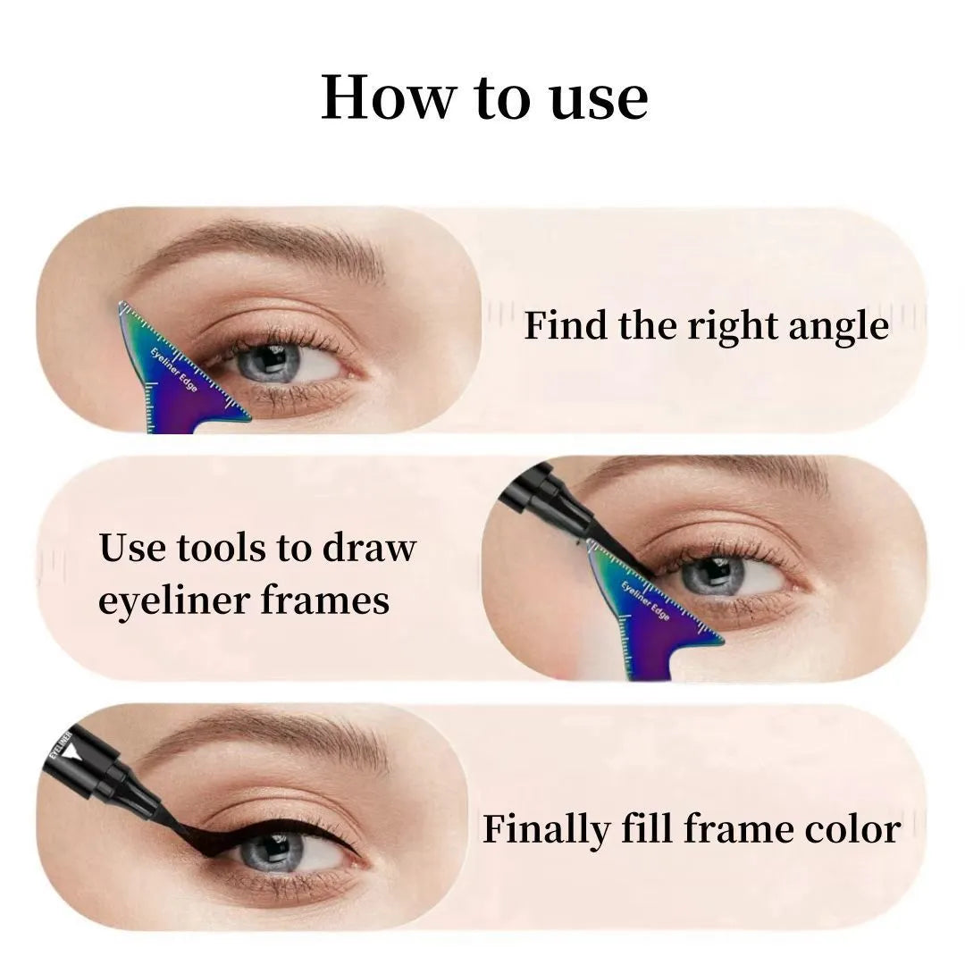 Reusable 3-in-1 makeup stencil tool for eyeliner, eyebrows, and face contouring.