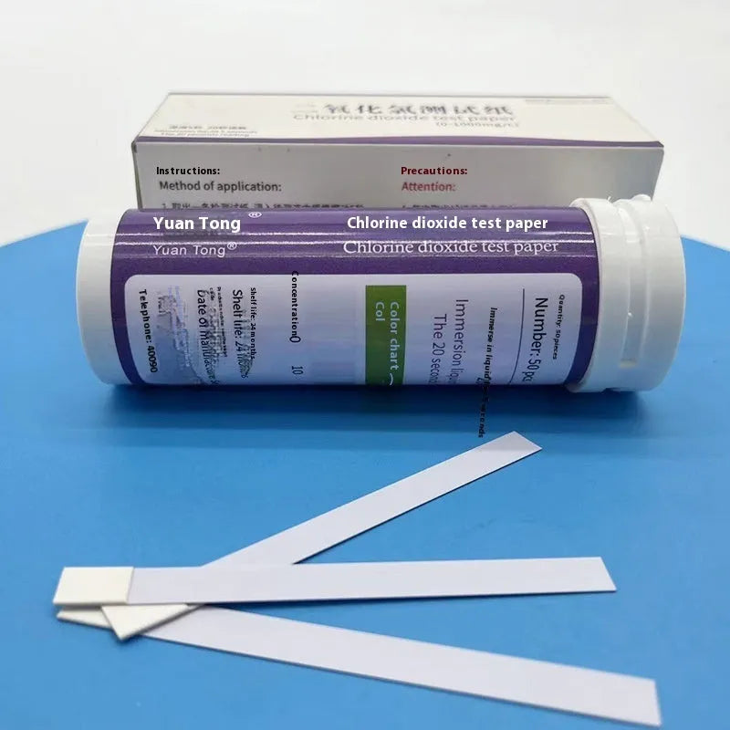 Chlorine dioxide test paper bottle containing 50 pieces for 0-1000mg/L water concentration detection