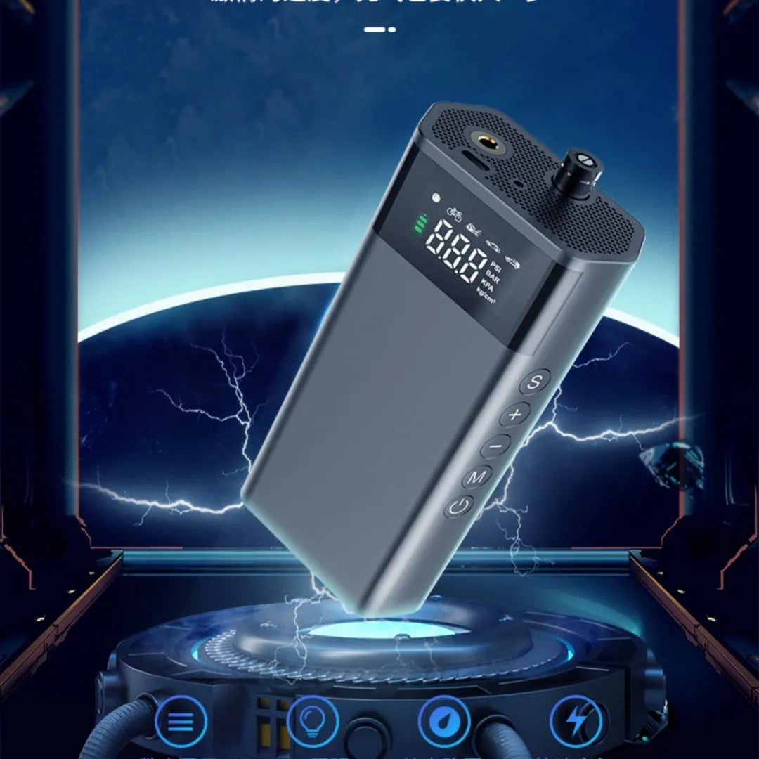 Car portable wireless intelligent digital display tire inflator pump with LED light and warning light
