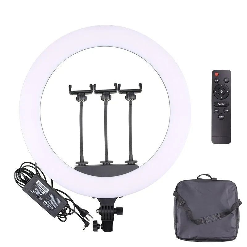 18-inch professional LED ring light on a 210cm tripod stand with remote control for studio photography