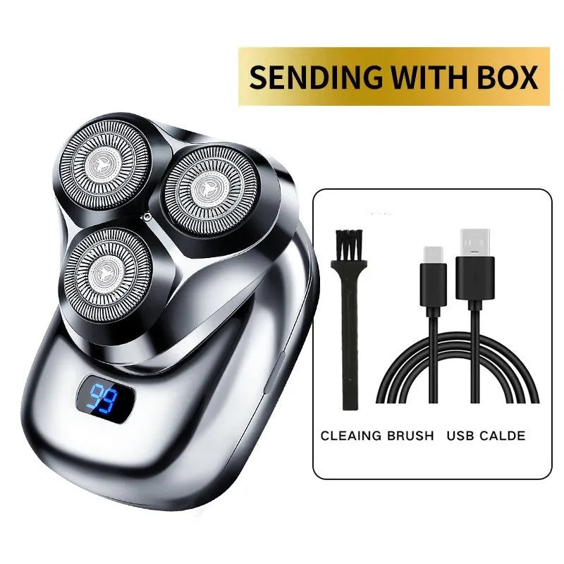 Rechargeable full-body washable electric shaver with LED display and floating head, B4 Starry Blue
