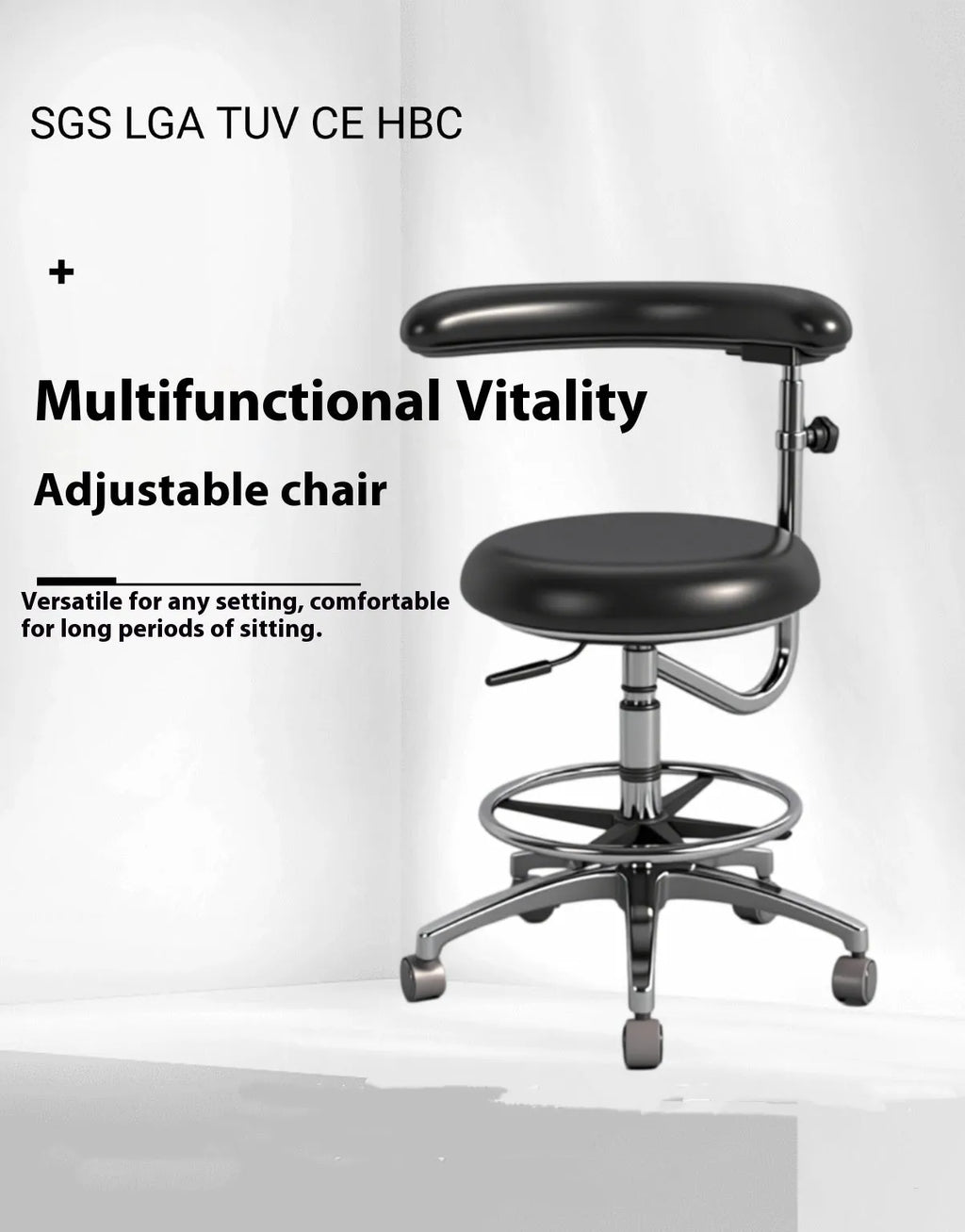 Black leather dental chair for dentist clinics with hospital-grade patient seating design