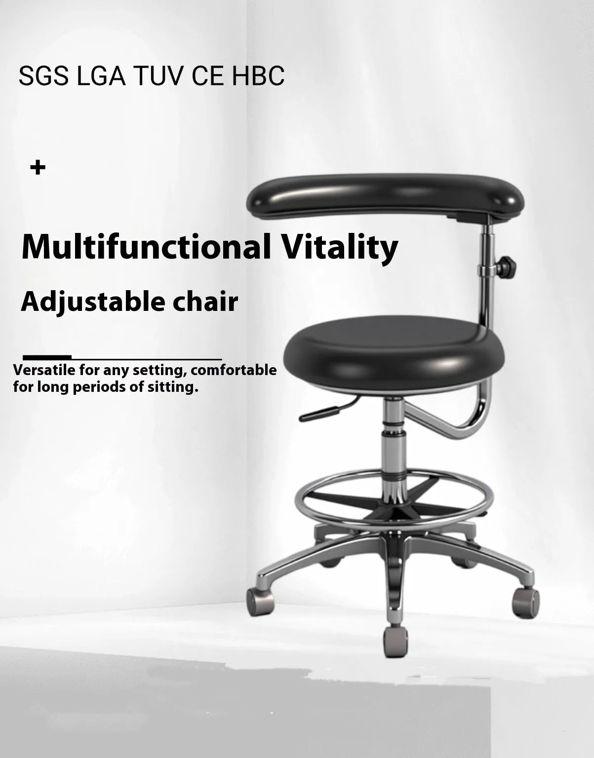 Black leather dental chair for dentist clinics with hospital-grade patient seating design