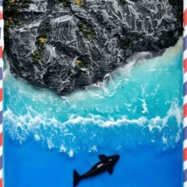 DIY marine landscape handmade model ornaments with bamboo construction and whale figures