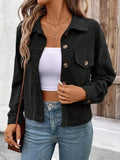 Women's artistic retro long sleeve shirt coat jacket in polyester fabric with loose fit design