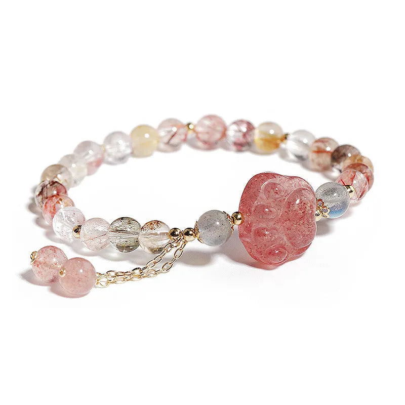 Women's natural crystal bracelet with animal zodiac design in Korean style