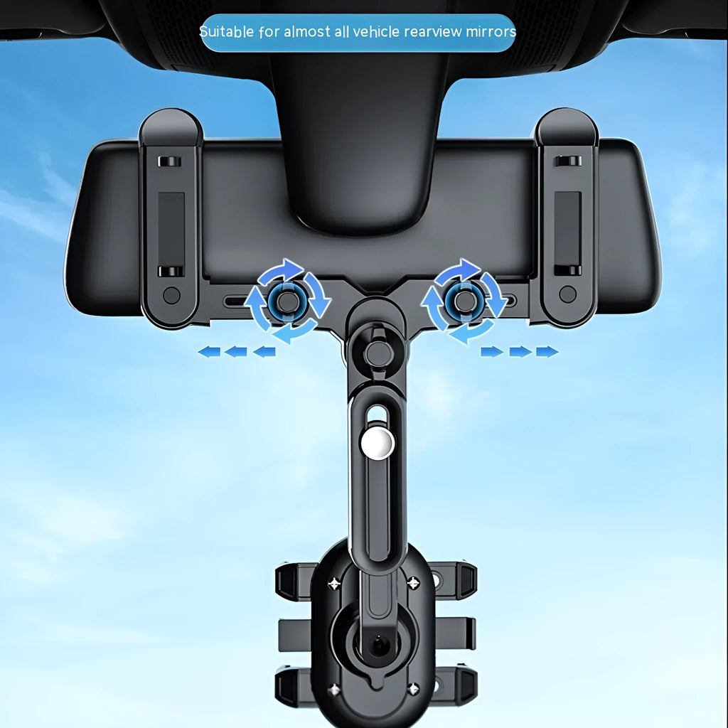 Black ABS universal rear view mirror bracket with folding rod for 7th generation cars
