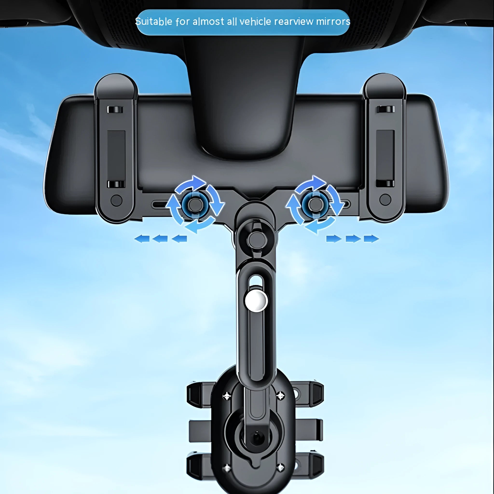 Black ABS universal rear view mirror bracket with folding rod for 7th generation cars