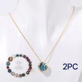 Natural stone beaded necklace and matching bracelet set on a plain background.