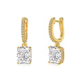 S925 fine silver lock stud earrings quadrilateral geometry electroplated finish