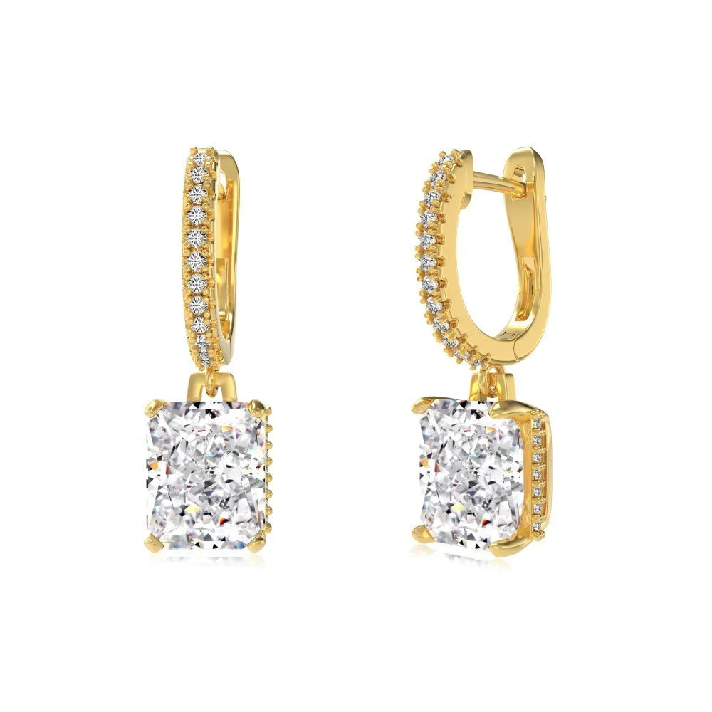 S925 fine silver lock stud earrings quadrilateral geometry electroplated finish