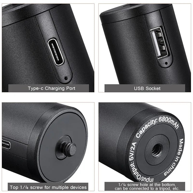 Black aluminium alloy power bank handle showing its size and integrated carry handle.