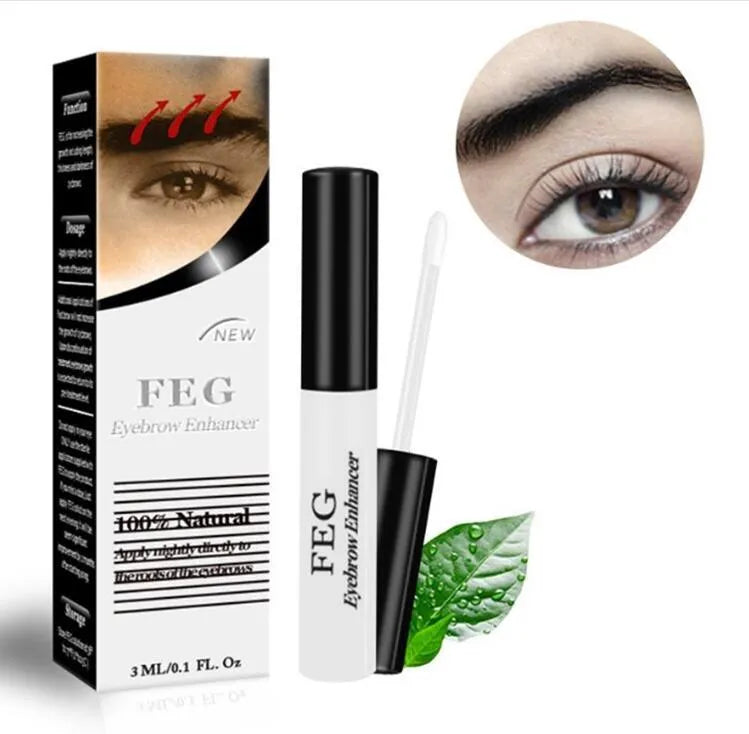 FEG Eyelash Enhancer 30ml bottle, paraben-free serum for lashes and brows, shown with applicator