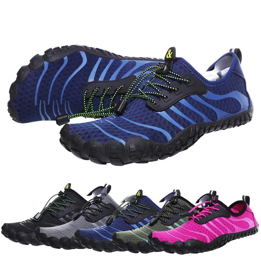 Upstream wading shoes with non-slip rubber sole and mesh upper in army green