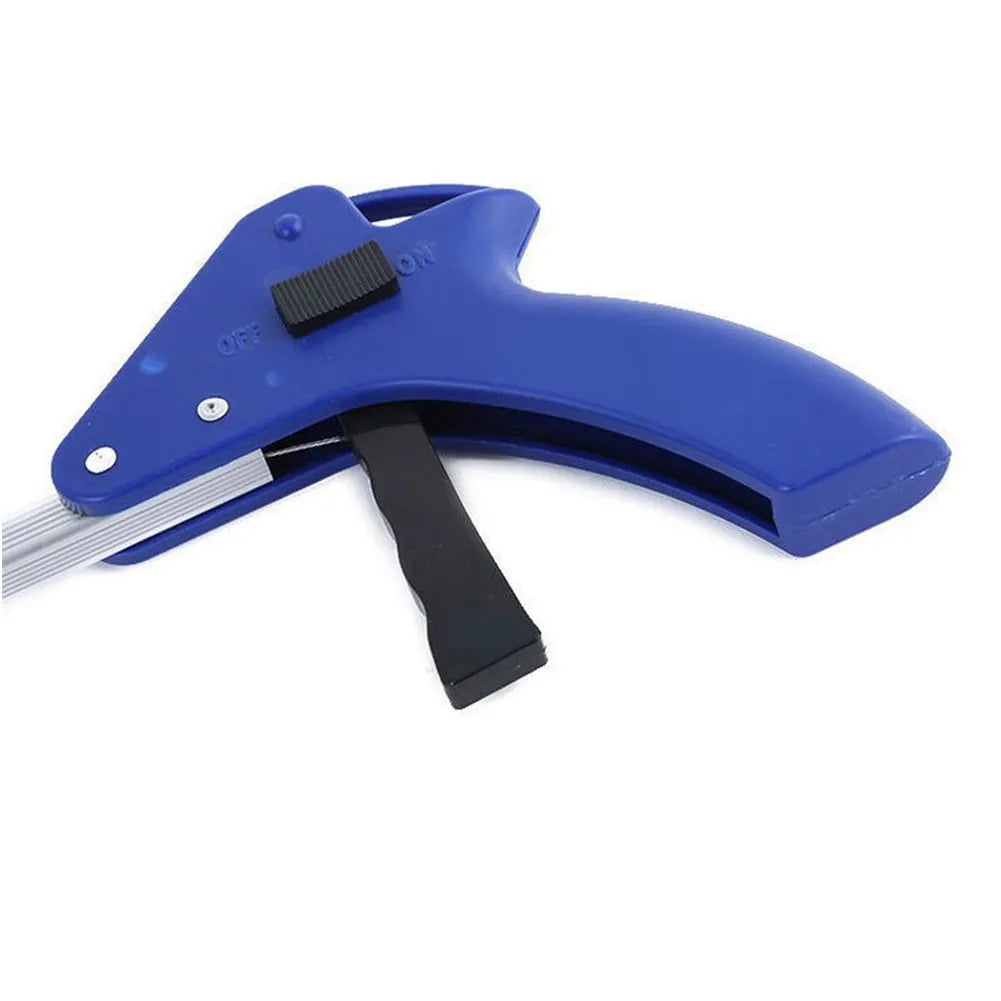 Aluminium alloy folding litter picker, 81cm extended, 8cm rubber jaws, blue and red options