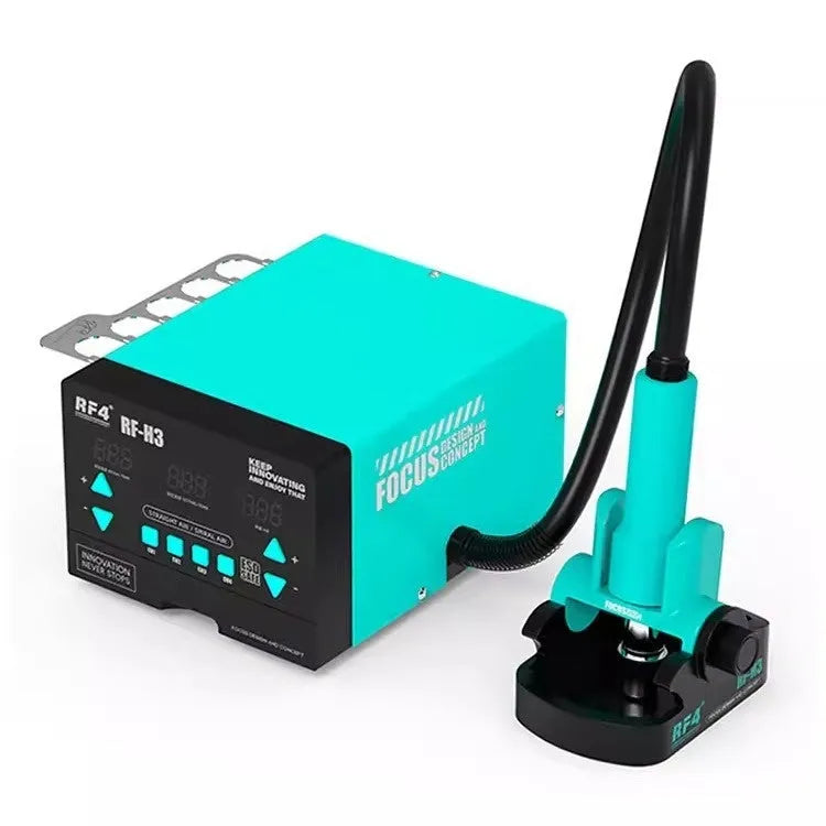 RF4H2 digital display hot air gun with three nozzle attachments and sleep handle rack