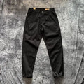 Men's casual loose straight cotton track pants in black, dark gray, and khaki, sizes 28-36