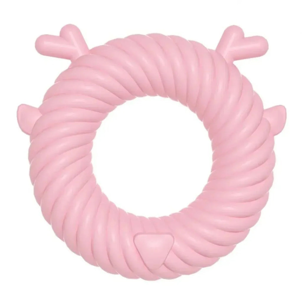 Deer-shaped dog chew toy with spiral grooves for teeth cleaning in light blue colour