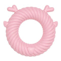 Deer-shaped dog chew toy with spiral grooves for teeth cleaning in light blue colour