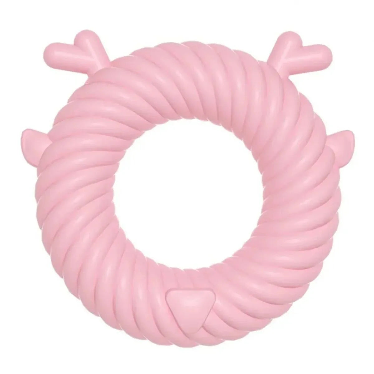 Deer-shaped dog chew toy with spiral grooves for teeth cleaning in light blue colour