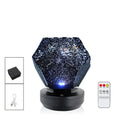 LED star projector night lamp showing constellation projection on bedroom ceiling with remote control