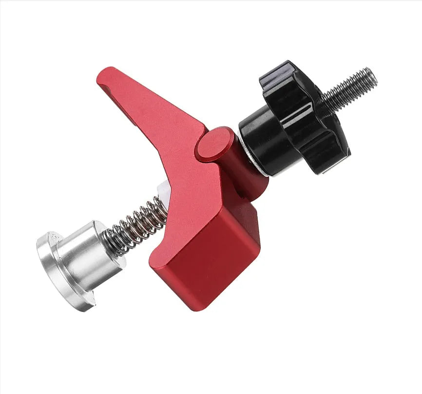 Red aluminum alloy woodworking table block slide holder with flat mouth design