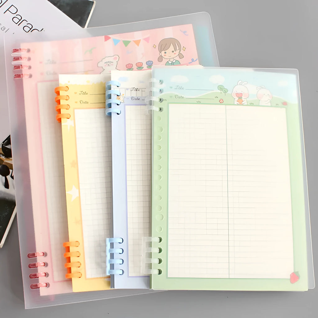 B5 8-hole binder refill paper with PP plastic shell and 40-page notepad in various colours