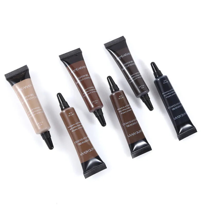 Eyebrow gel cream set with brush in black brown shades, waterproof long-lasting tint for natural 3D brows