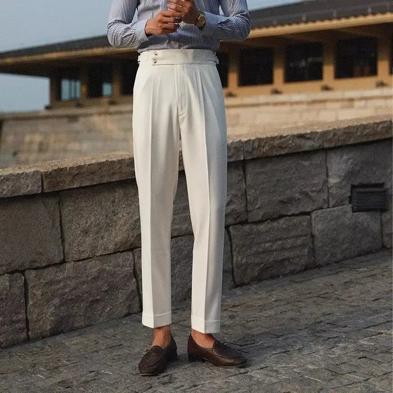 Men's slim-fit formal trousers in straight-leg design for business wear