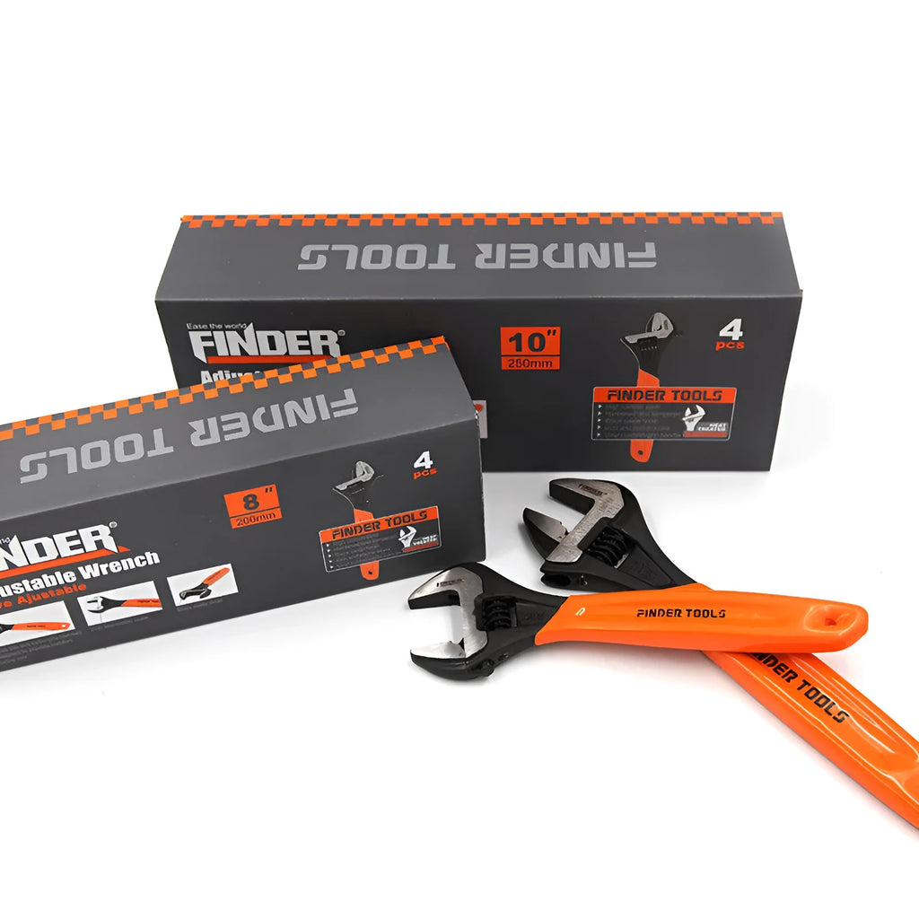 Manual multi-function wrench, 300mm length, 36mm opening, blackened finish, orange colour, adjustable spanner