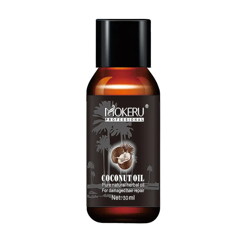 White 30ml bottle of Coconut Oil Repair hair treatment for frizz and damage