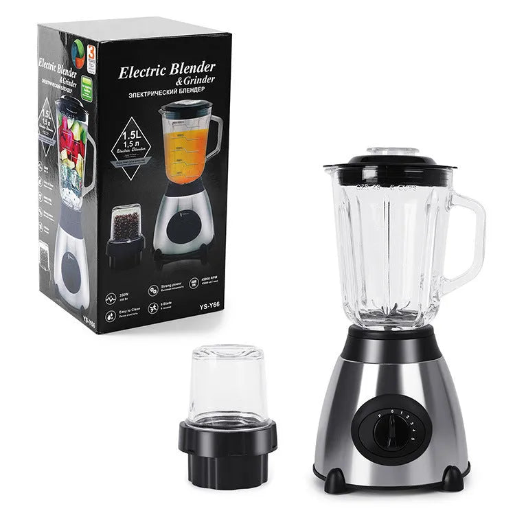 Multifunctional household grinder and juicer with stainless steel body, 20x40cm, available with glass or stainless steel cup
