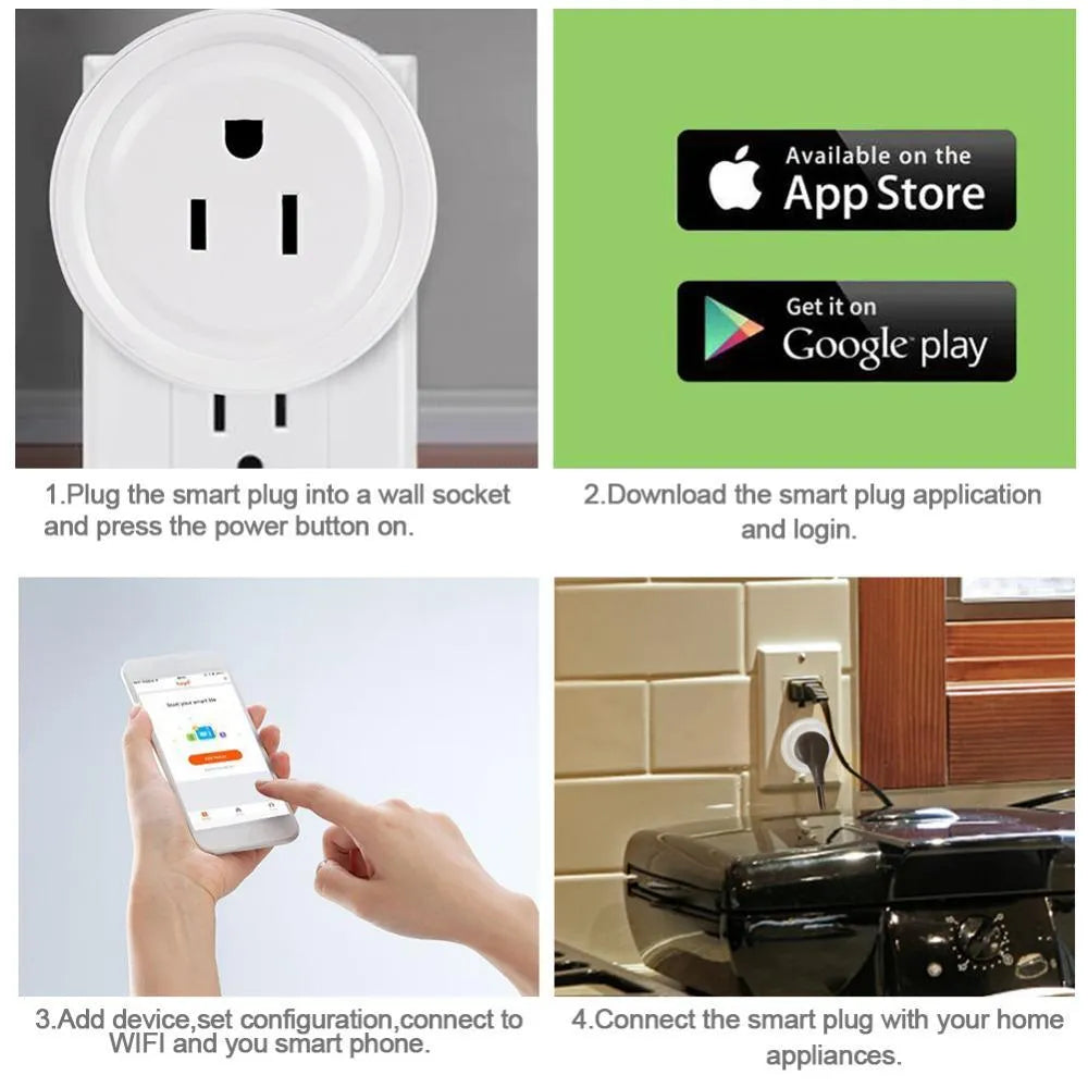 Wi-Fi smart plug adapter with voice control for Alexa and Google Assistant home devices